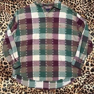 Vintage CST Blues Purple Green & Beige Button Down Shirt